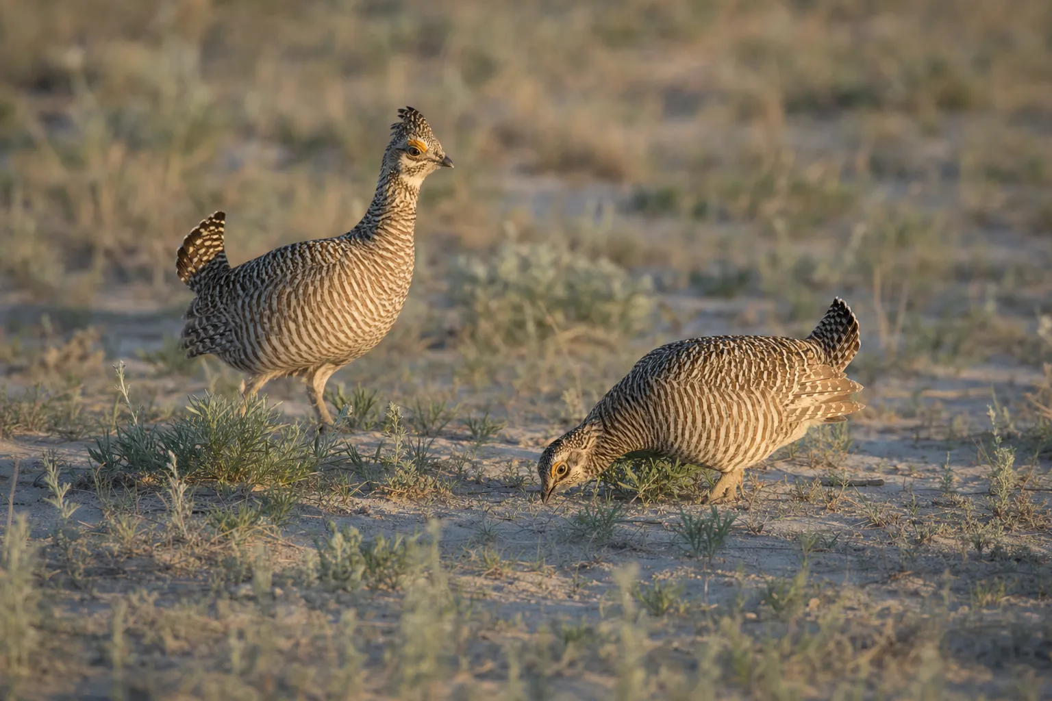 Sand sage country: pale birds in pale grass.